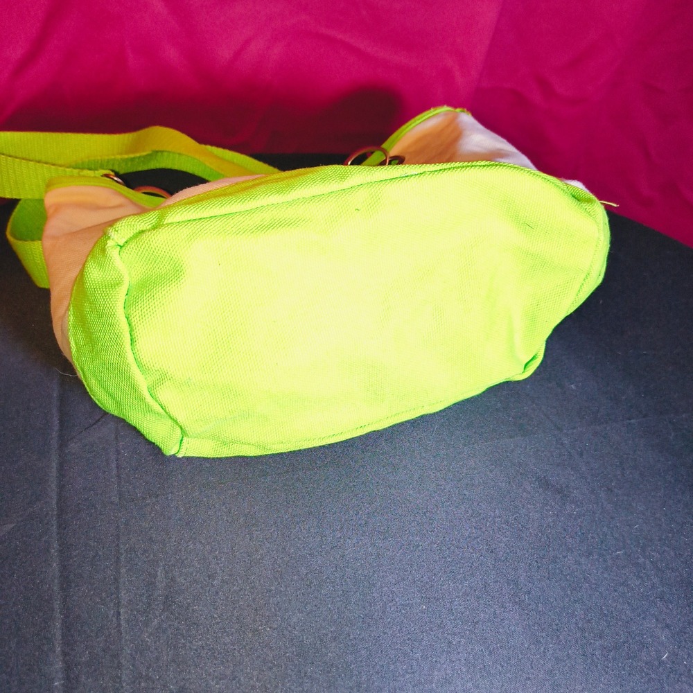 Thirty-One Canvas Crew Shoulder Bag Cream Lime Green Tote Handbag - Picture 4 of 8